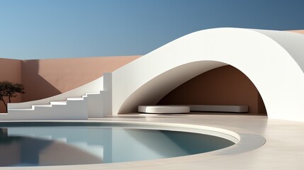 a pool with a curved roof