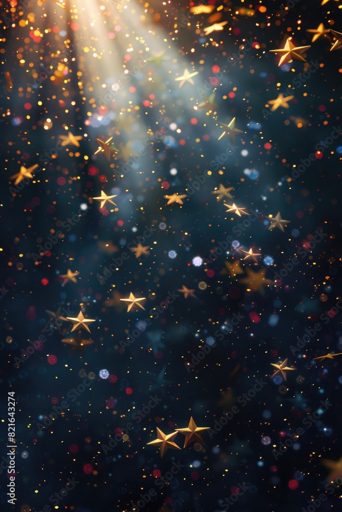 Poster a starry night sky with a bright light shining on it. the stars are scattered throughout the sky, cr
