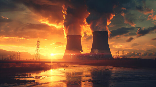 a nuclear power plant with smoke coming out of it