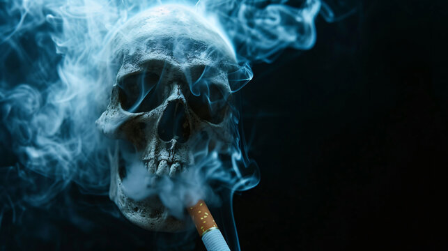a skull smoking a cigarette