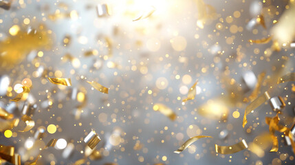 Background with golden and silver confetti on the sides