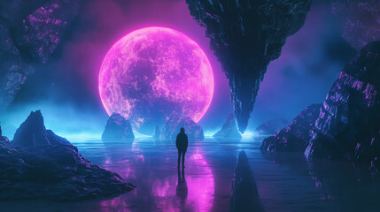 Obraz premium Unique background featuring a surreal blend of natural and digital elements