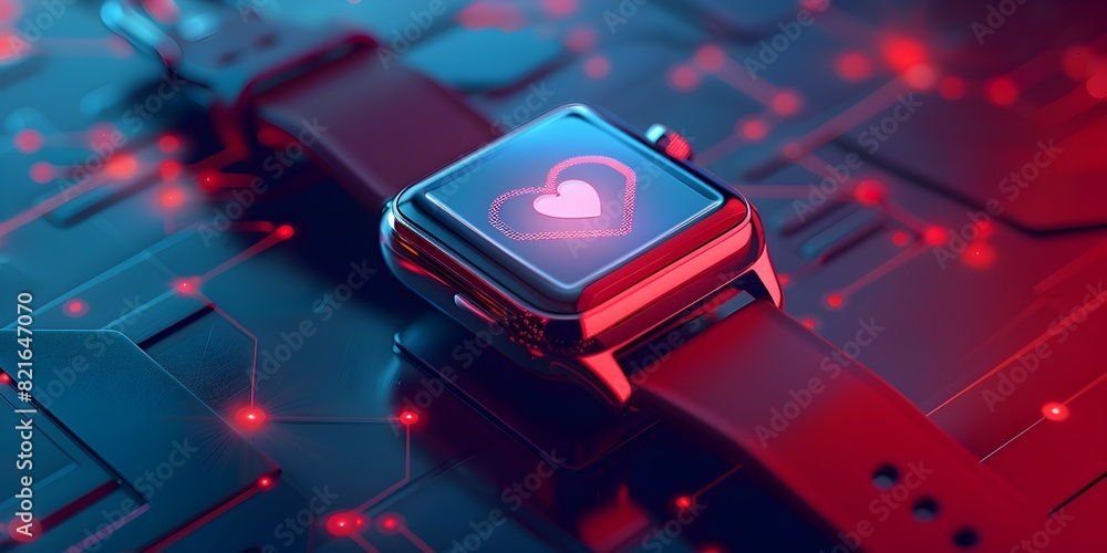 Poster smartwatch displaying responsive emergency alert with lifesaving digital
