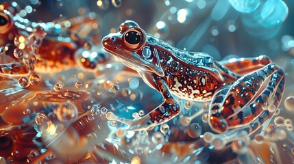 close up macro frog with water drop - Powered by Adobe