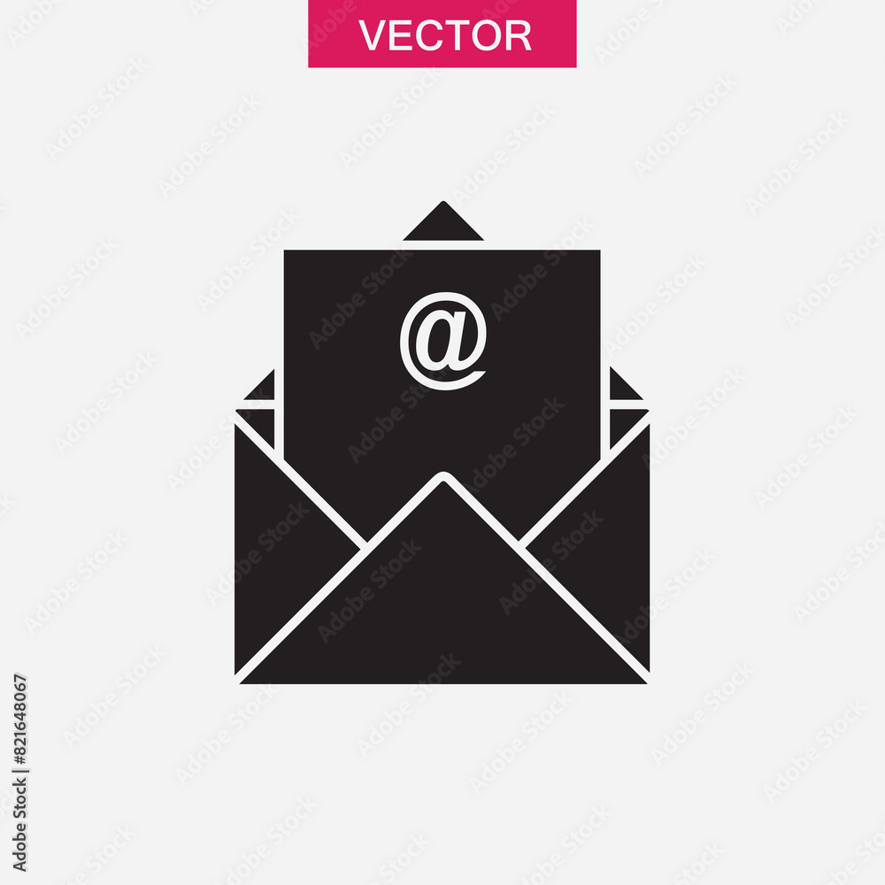 Poster envelope with message vector icon. open mail simple sign flat illustration for web and app on white 