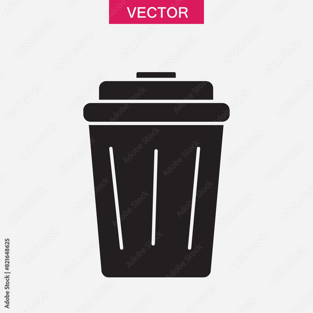 Aufkleber recycle bin vector flat black simple illustration for web and app on white background..eps