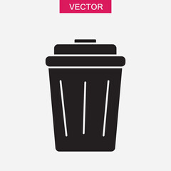 Recycle bin vector flat black simple illustration for web and app on white background..eps