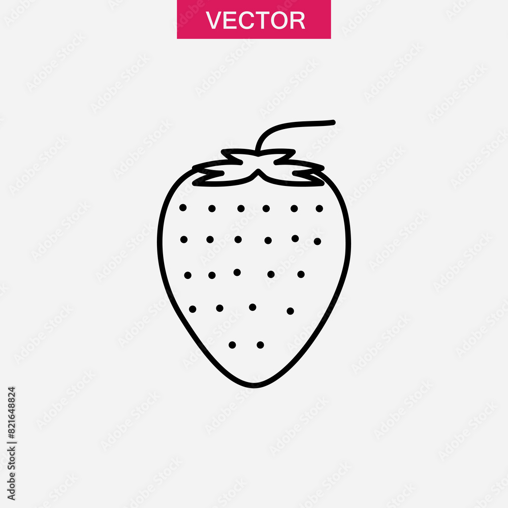 Aufkleber strawberry line icon, outline vector sign, simple illustration for web and app on white background..