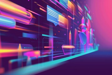 Banner for business showcasing content marketing strategies for a subscription service, depicted in minimal styles with a sharpen hitech banner and a blurry background - obrazy, fototapety, plakaty