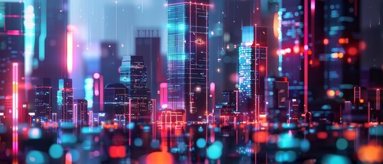 Fototapeta premium Banner for business showcasing a subscription service using the freemium model, rendered in 3D styles with a sharpen hitech banner and a blurry cityscape background