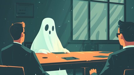 Ghost Business Meeting Illustration 