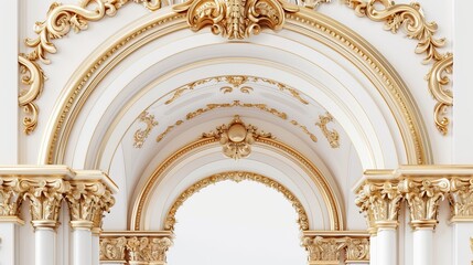 Obraz premium Create a beautiful luxury arch adorned with gold on a white background.