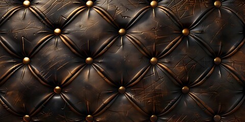 Luxurious Brown Leather Texture with Elegant Gold Accents and Classic Quilted Pattern Sophisticated for Premium Backgrounds and Designs