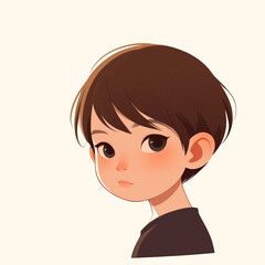 The character design of a cute and cute little child is looking cool to the side