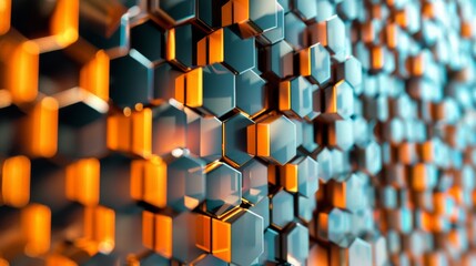 Abstract Hexagonal Pattern with Orange Lighting