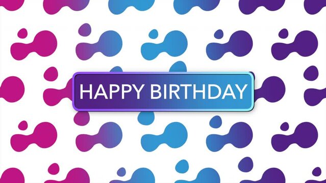 A vibrant and cheerful birthday pattern featuring blue and purple dots, forming a playful and lively design. Happy Birthday is written in matching colors, adding to the festive atmosphere