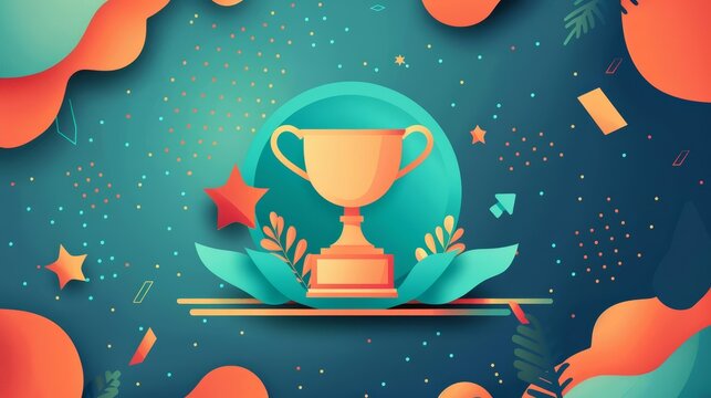 Minimal blank template card for Bosss Day in modern classic styles, with elements of office icons and trophies, including space for text in the center for text