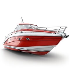 Naklejka premium A red and white boat is parked on a white background
