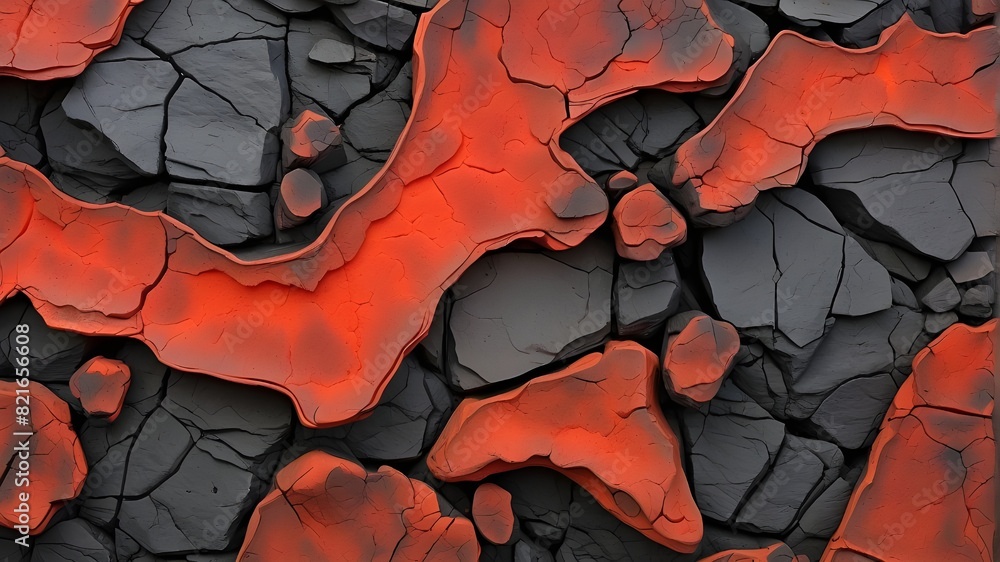 Poster red gaps in an abstract background of extinct lava.
