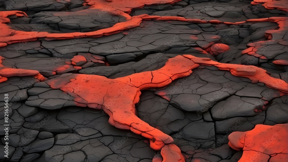 Poster red gaps in an abstract background of extinct lava.