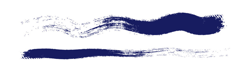 Obraz premium アナログタッチ素材：筆の質感 墨 インク 筆模様 波模様 