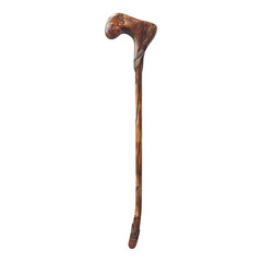 Fototapeta premium Wooden walking stick cane isolated on white background