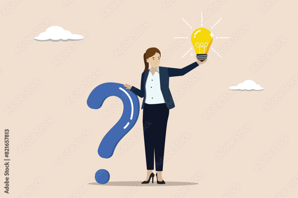 Poster question and answer, solution to solve problem, faq frequently asked question, creative thinking ide