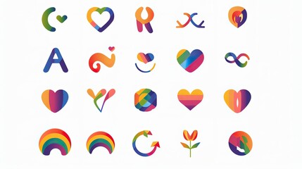 LGBTQ pride logo , Pride symbol set , Rainbow pride icon