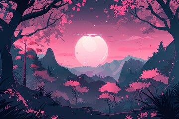 Nature Anime illustration landscape background