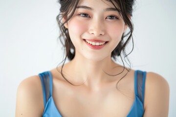 Young Asian Woman with Natural Beauty and Radiant Skin Captivating Eyes and Serene Expression