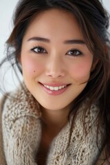 Portrait of a Young Asian Woman with Natural Beauty and Radiant Skin Captivating Eyes and Serene Expression