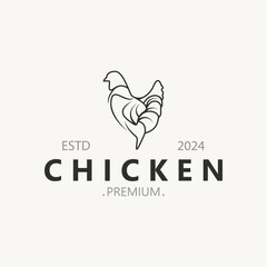 Chicken Farm logo design, animal icon for groceries, butcher shop, farmer market lifestock template