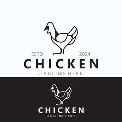 Chicken Farm logo design, animal icon for groceries, butcher shop, farmer market lifestock template
