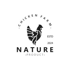 Chicken Farm logo design, animal icon for groceries, butcher shop, farmer market lifestock template