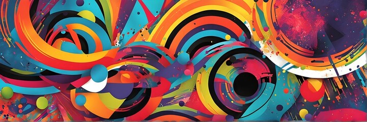 pop art styled music album illustration featuring abstract crayon patterns and erratic lines in random shapes