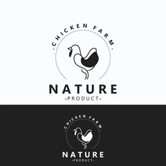Chicken Farm logo design, animal icon for groceries, butcher shop, farmer market lifestock template