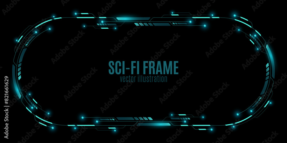 Poster futuristic frame with light effect. sci-fi element for your design. gui and ui. modern technology. v