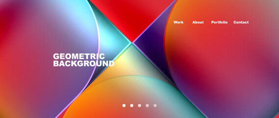 Bright colorful squares with round elements minimal geometric background. Vector Illustration For Wallpaper, Banner, Background, Card, Book Illustration, landing page