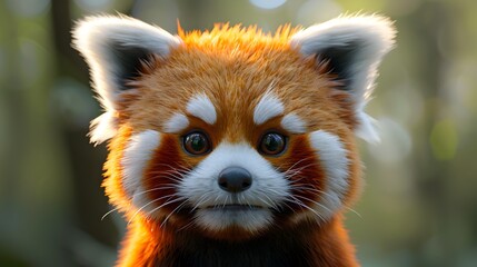 Obraz premium Adorable and Whimsical Red Panda in Minimalistic 3D with Cinematic Photographic Style