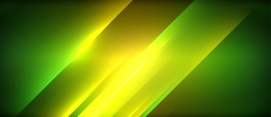 Neon dynamic diagonal light rays background. Techno digital geometric concept design for wallpaper, banner, presentation, background