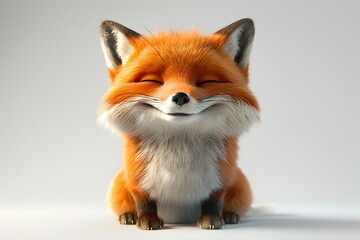 Obraz premium Captivating 3D of a Mischievous Fox in a Minimalist Environment