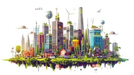 Fototapeta premium Futuristic Eco-Friendly Cityscape Powered by Renewable Energy