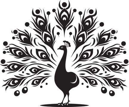 recommend clip art: Peacock with beautiful feather silhouette vector art illustration peacock clipart logo icon, isolated on white
