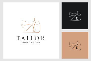 Letter A tailor logo design Old sewing machine
