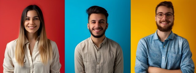 Obraz premium Confident Young Professionals Collaborating in Vibrant Office Setting