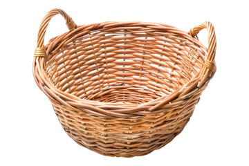 Fototapeta premium Empty wicket basket isolated on transparent background