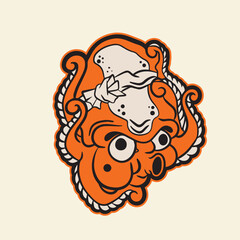 Cute vector cartoon octopus illustration