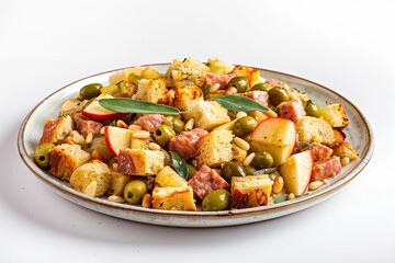 Nutty Pine Nut Apple and Mortadella Stuffing with Sweet Diced Apples