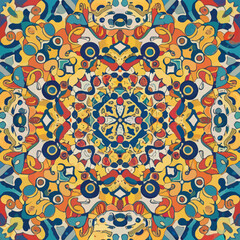 2d vector illustration colorful vintage Seamless hi res Portuguese tiles abstract Artwork
