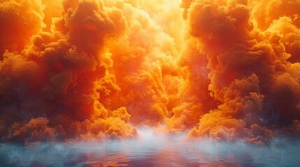 Abstract orange smoke or mist background floating in the air creates a beautiful pattern.